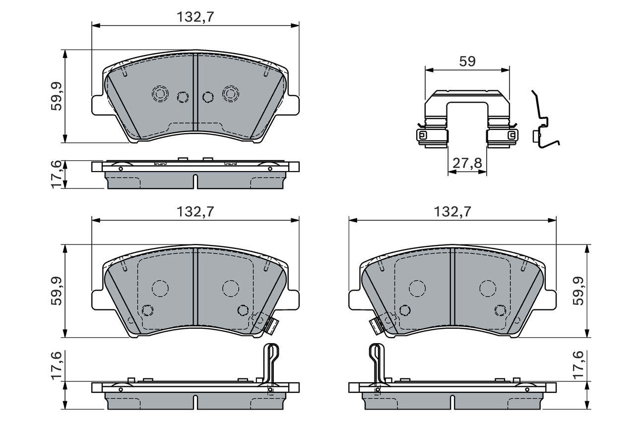 BOSCH 0 986 460 189 Bremsbelagsatz, Scheibenbremse