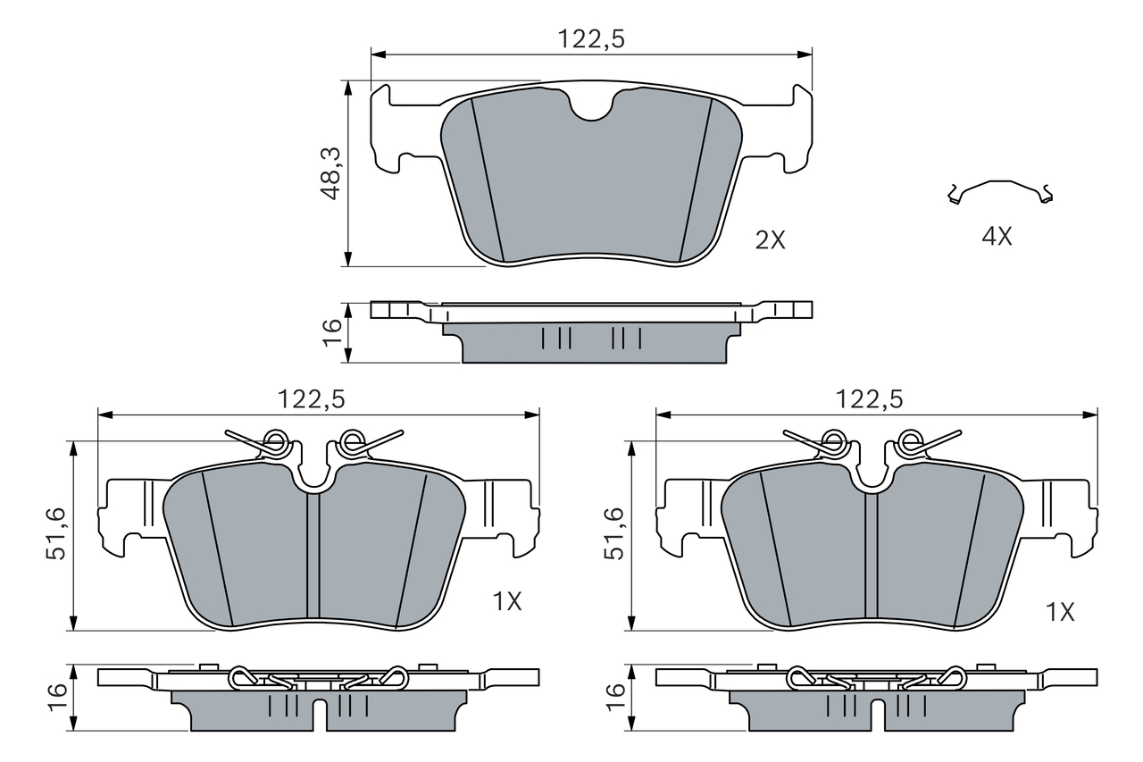 BOSCH 0 986 460 277 Bremsbelagsatz, Scheibenbremse
