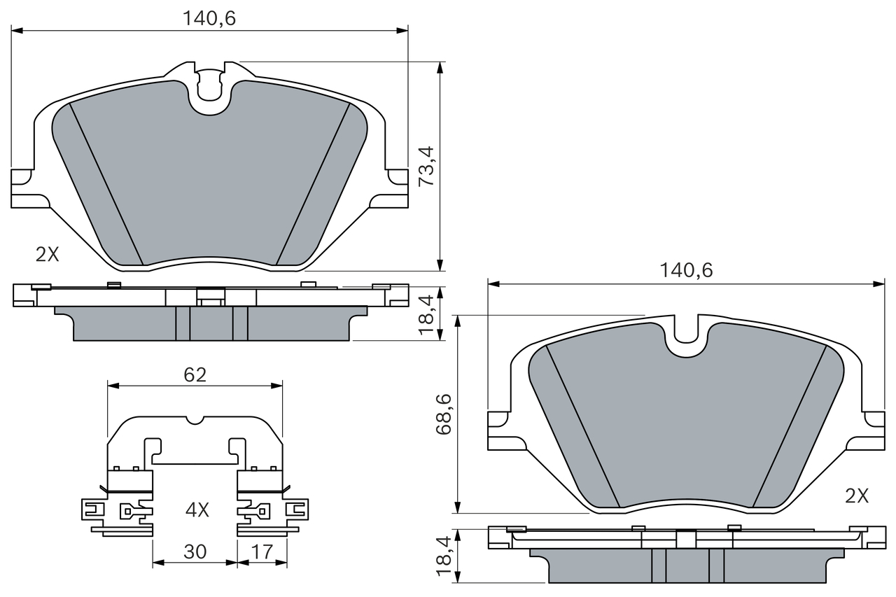 BOSCH 0 986 460 279 Bremsbelagsatz, Scheibenbremse