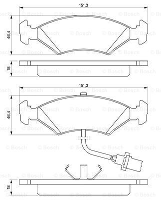 BOSCH 0 986 466 403 Kit pastiglie freno, Freno a disco-Kit pastiglie freno, Freno a disco-Ricambi Euro