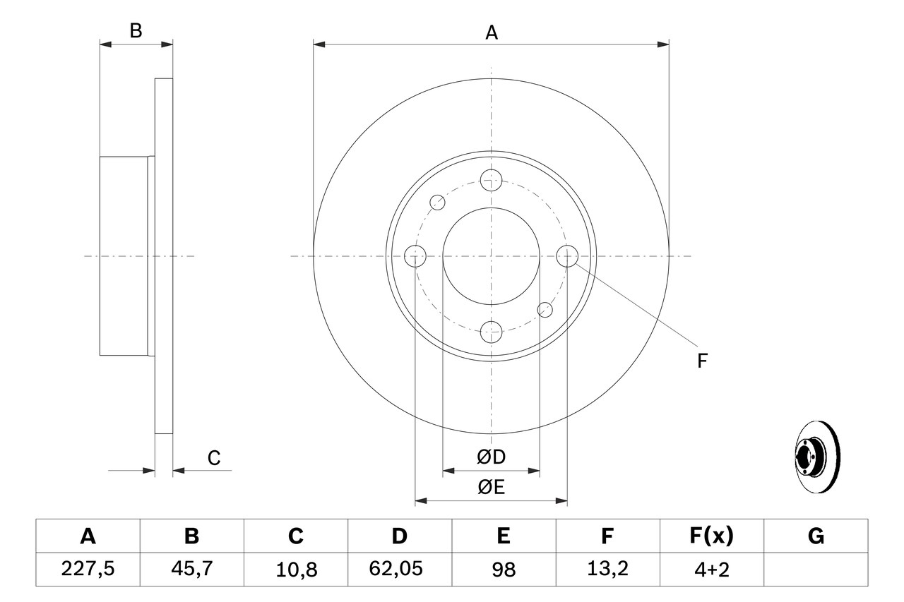 BOSCH 0 986 478 063 féktárcsa