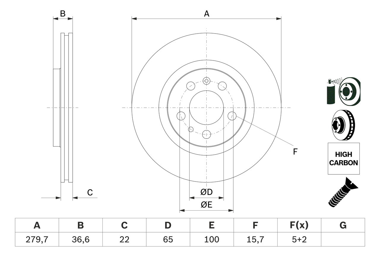 BOSCH 0 986 478 852 féktárcsa