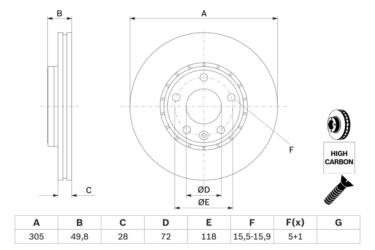 BOSCH 0 986 479 B69 féktárcsa