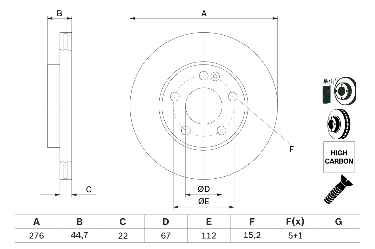 BOSCH 0 986 479 186 féktárcsa