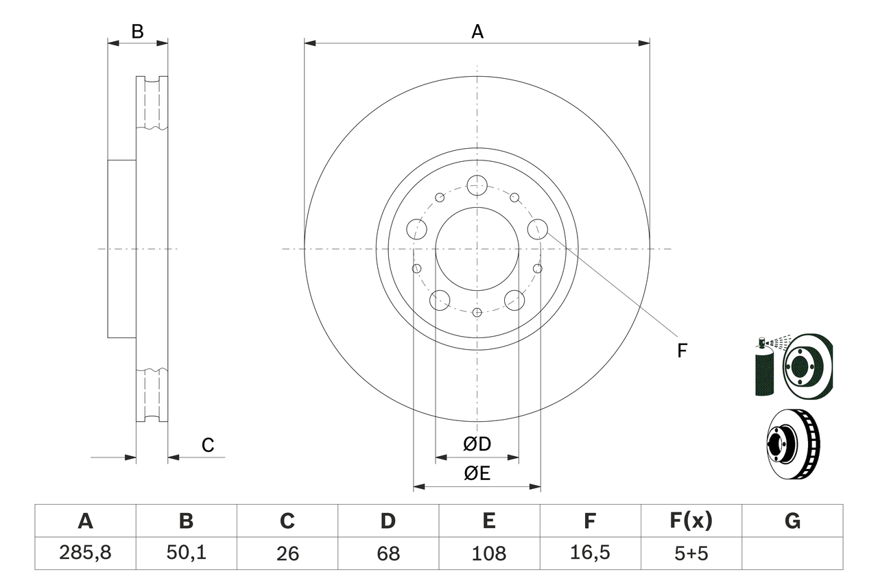 BOSCH 0 986 479 210 féktárcsa