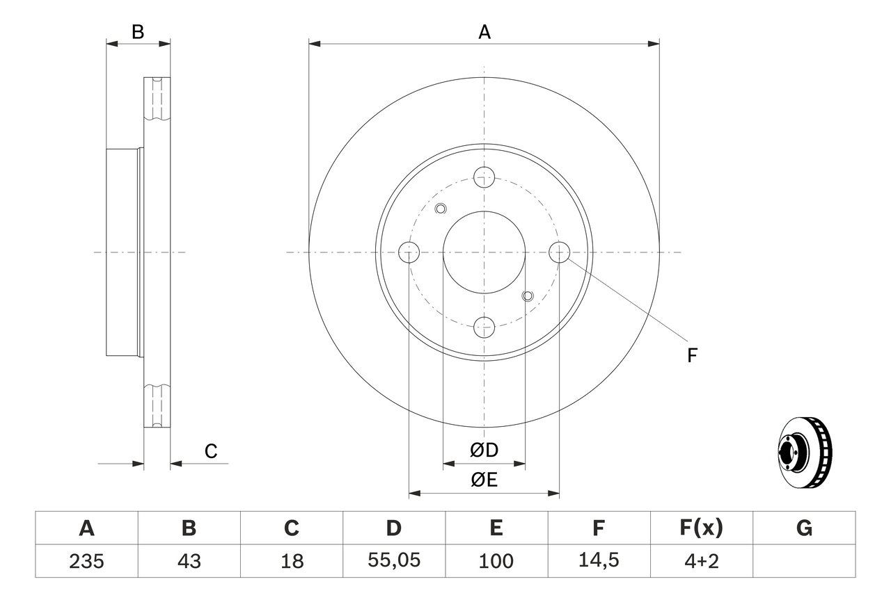 BOSCH 0 986 479 B92 féktárcsa