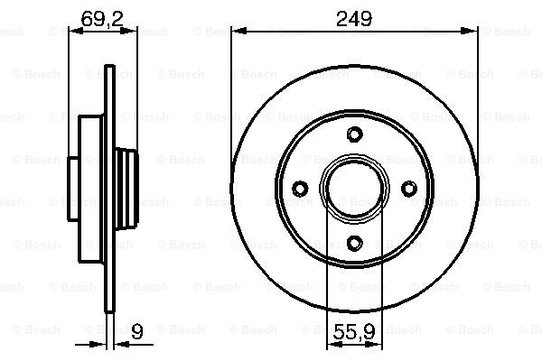 BOSCH 0 986 479 255 féktárcsa