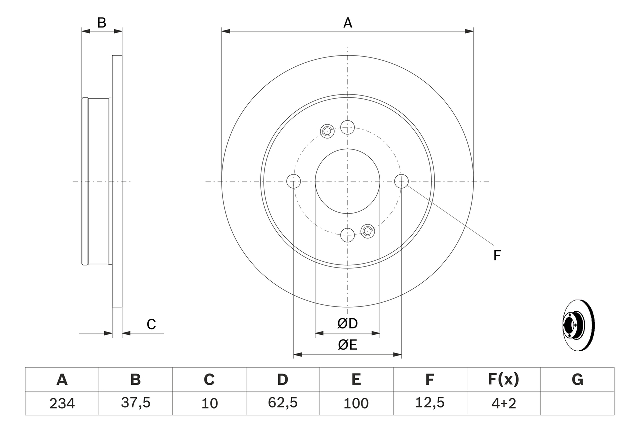 BOSCH 0 986 479 B95 féktárcsa