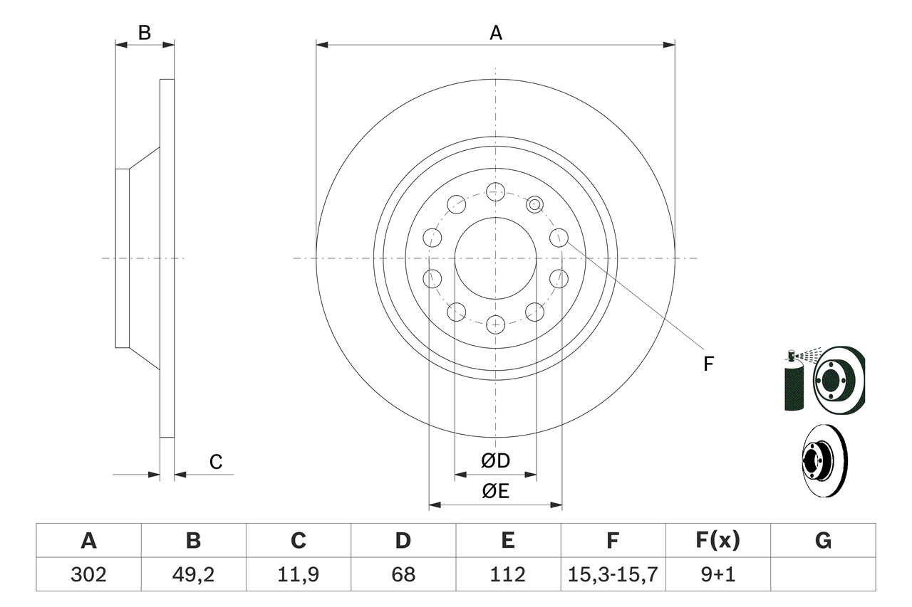 BOSCH 0 986 479 257 féktárcsa