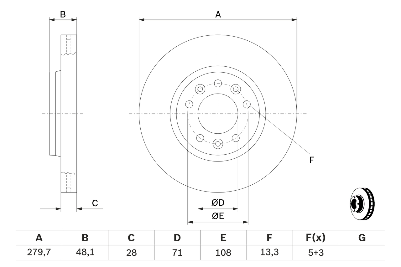 BOSCH 0 986 479 266 féktárcsa