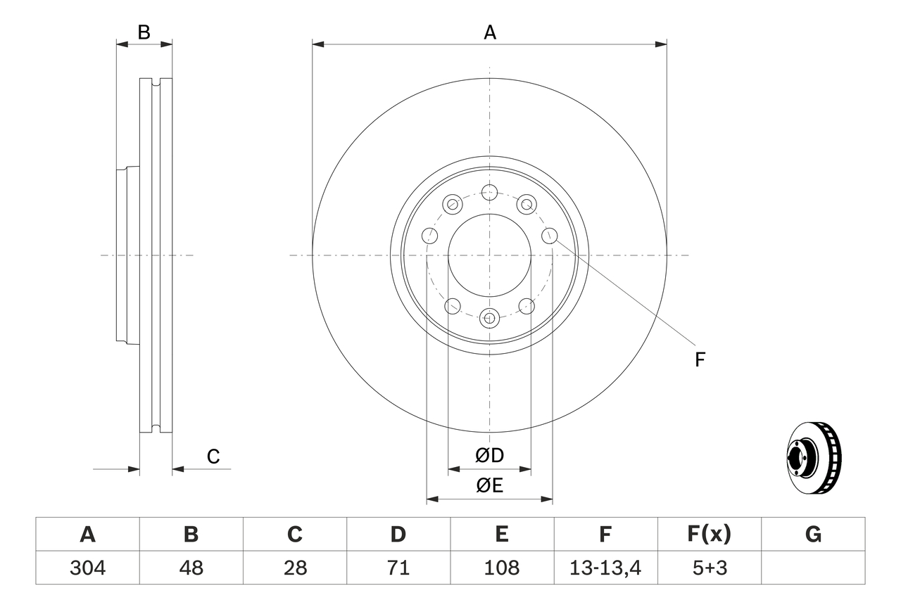 BOSCH 0 986 479 C53 Discofreno-Discofreno-Ricambi Euro