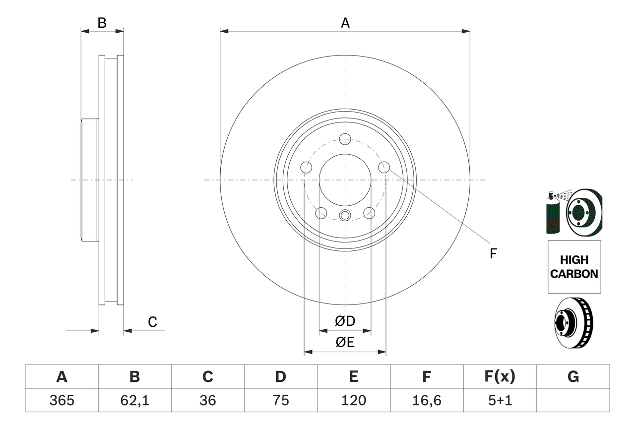 BOSCH 0 986 479 635 féktárcsa