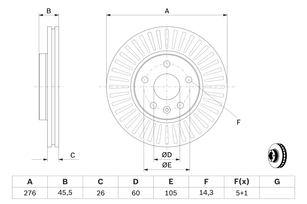 BOSCH 0 986 479 643 féktárcsa