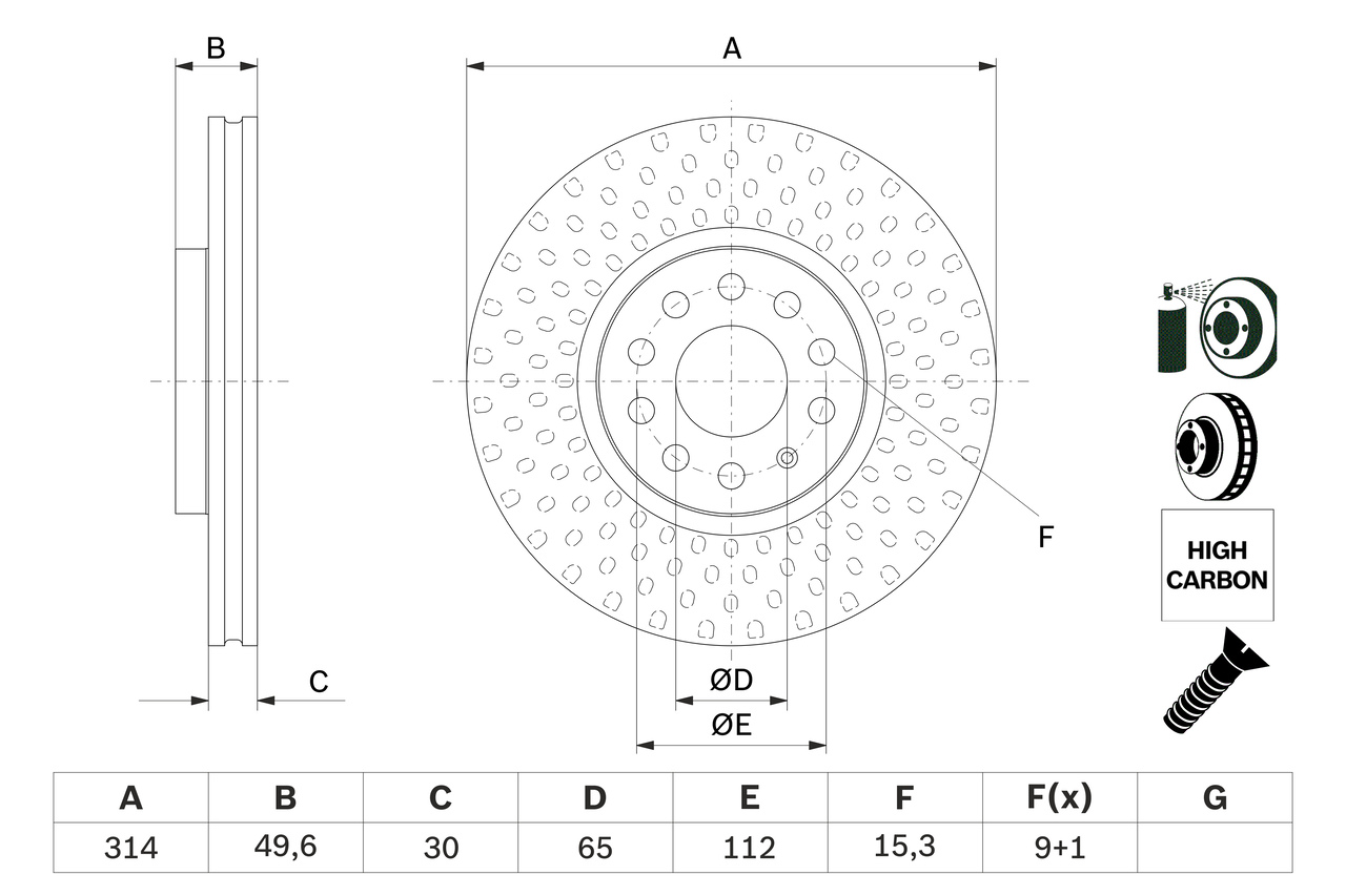 BOSCH 0 986 479 735 féktárcsa