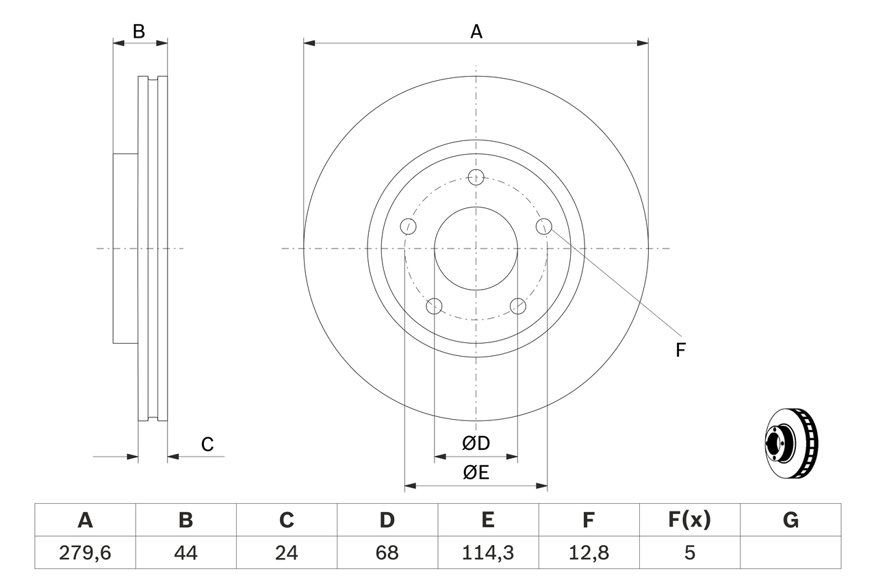 BOSCH 0 986 479 A28 féktárcsa