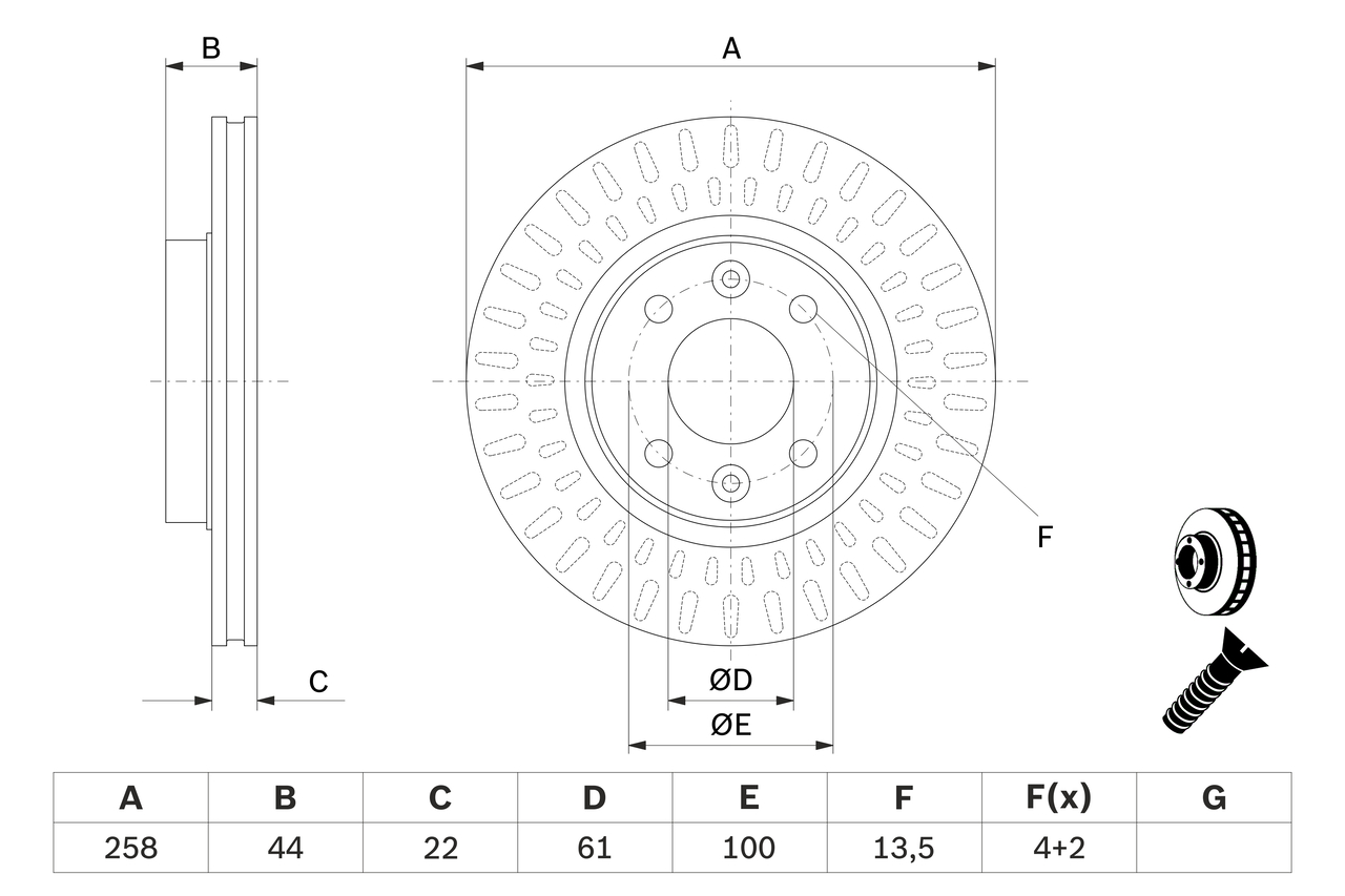 BOSCH 0 986 479 A86 féktárcsa