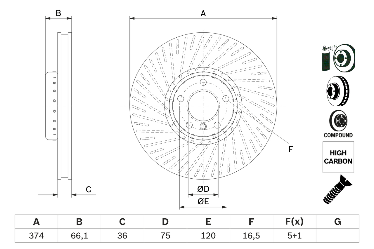 BOSCH 0 986 479 E30 féktárcsa