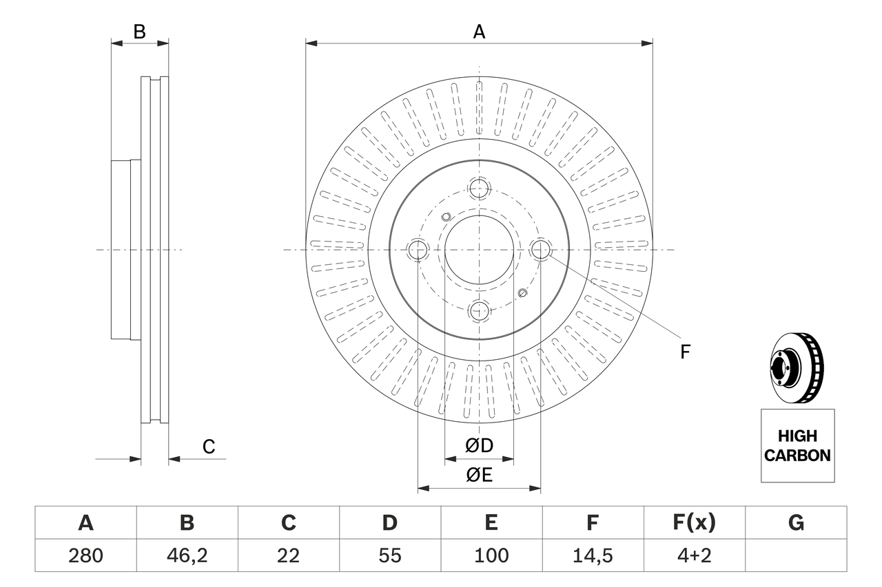 BOSCH 0 986 479 E37 féktárcsa