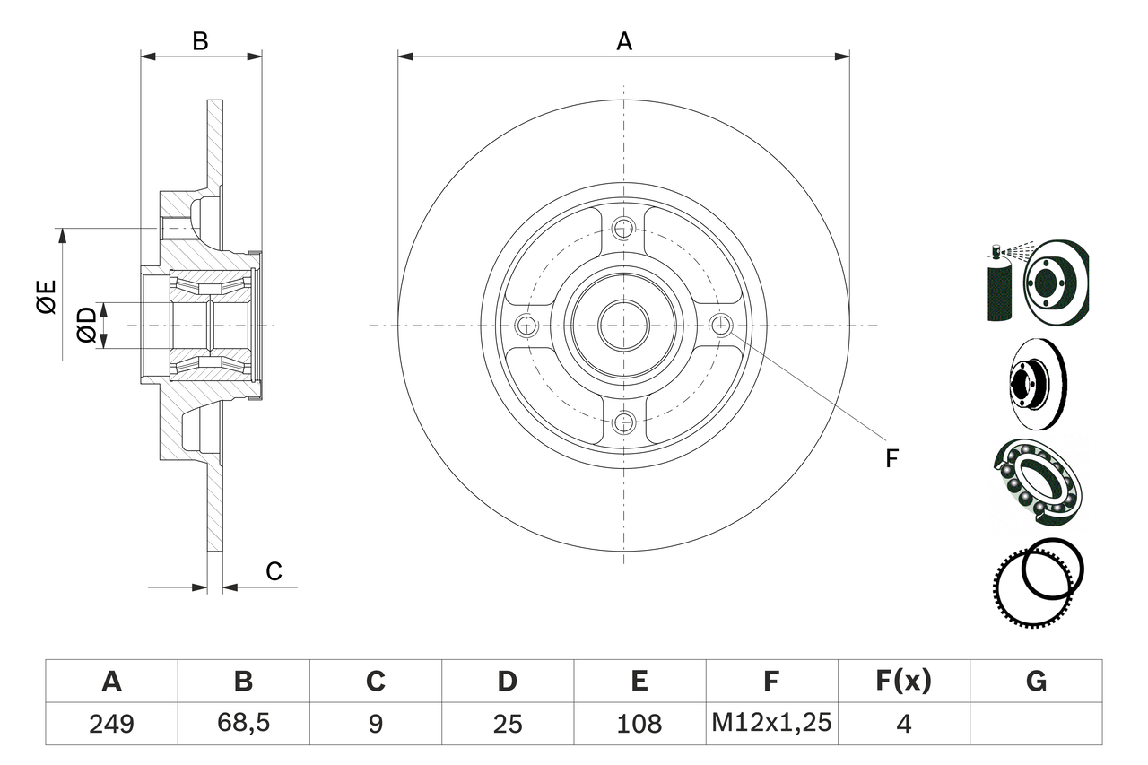 BOSCH 0 986 479 E72 Discofreno-Discofreno-Ricambi Euro