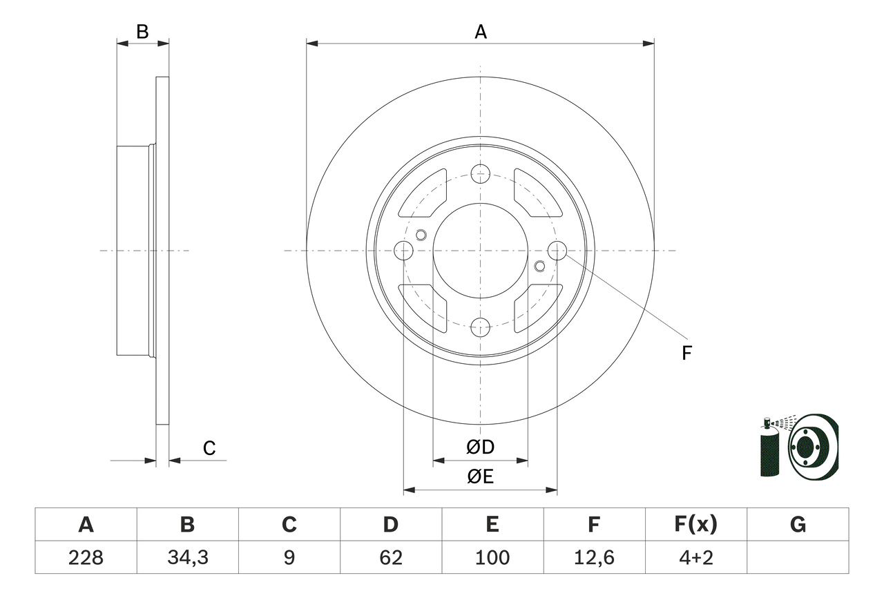 BOSCH 0 986 479 F38 féktárcsa