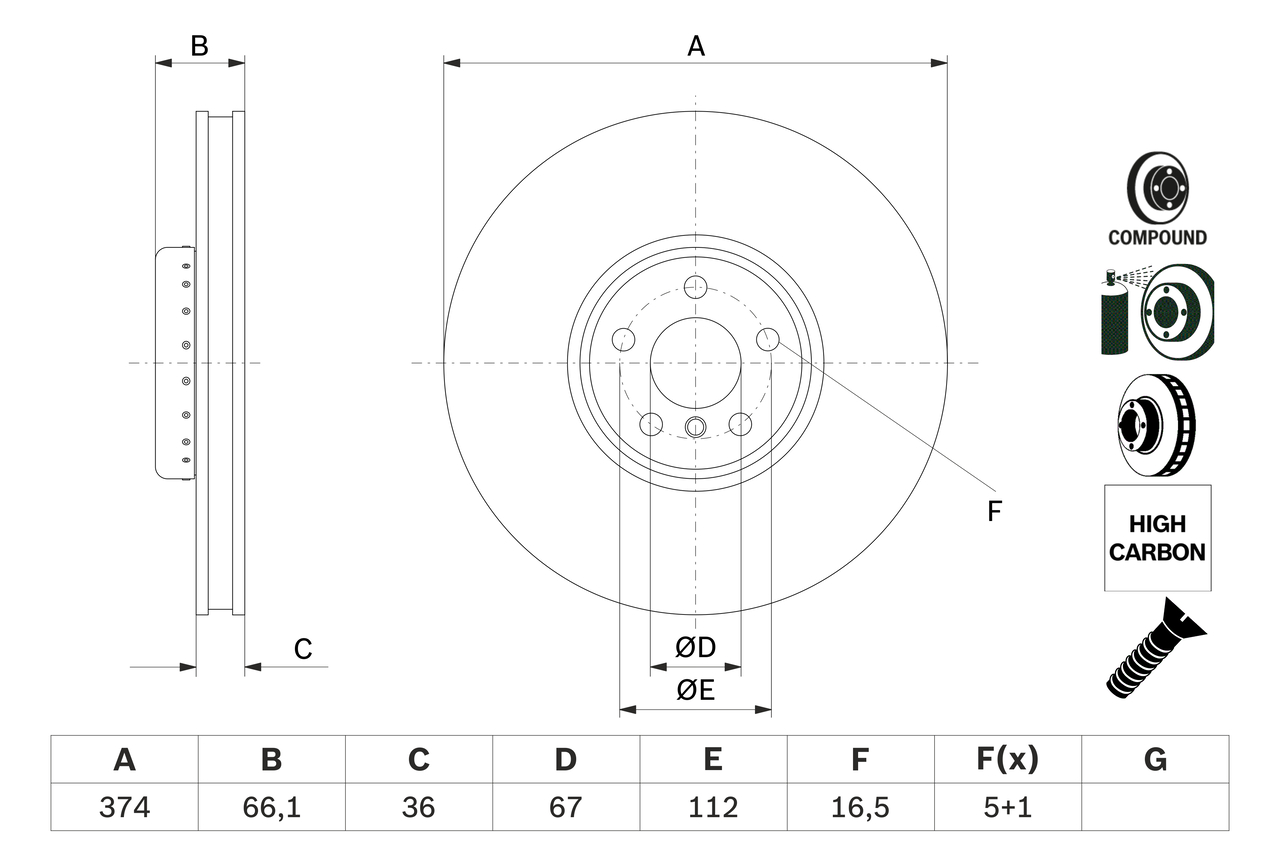 BOSCH 0 986 479 F54 Discofreno-Discofreno-Ricambi Euro