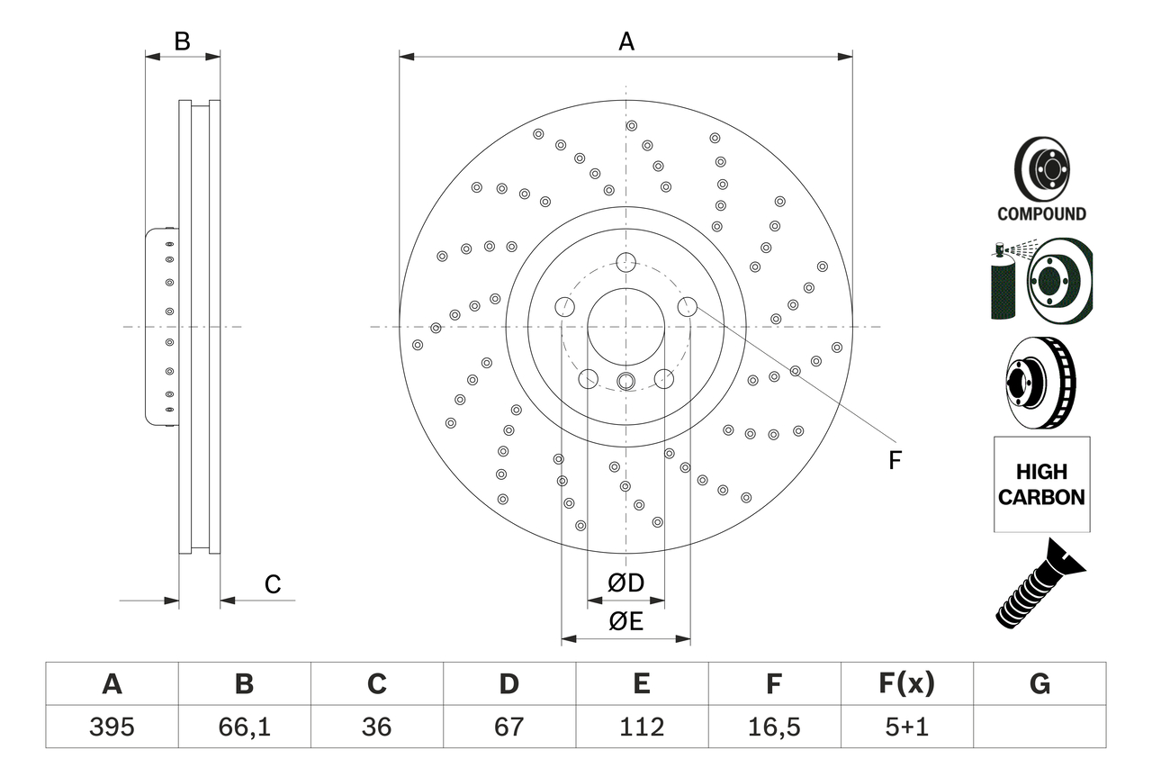 BOSCH 0 986 479 F55 féktárcsa