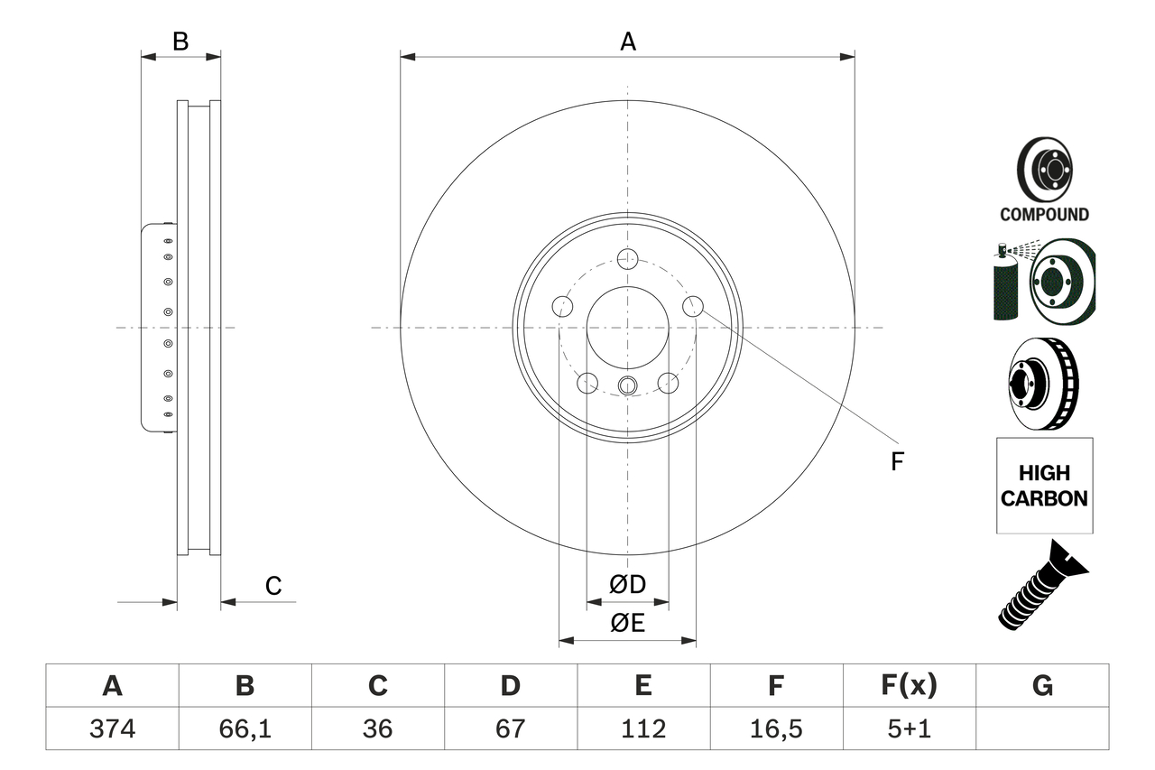 BOSCH 0 986 479 F60 féktárcsa