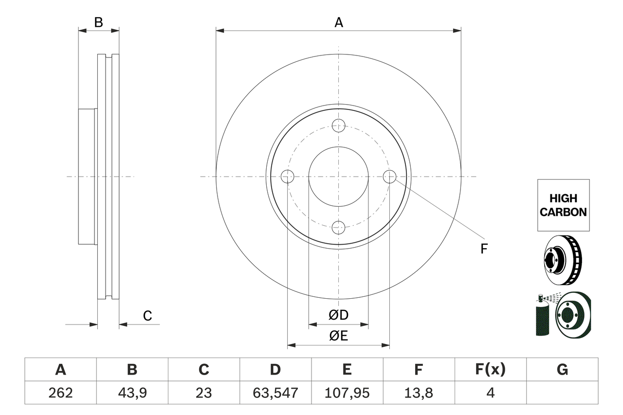 BOSCH 0 986 479 F70 féktárcsa