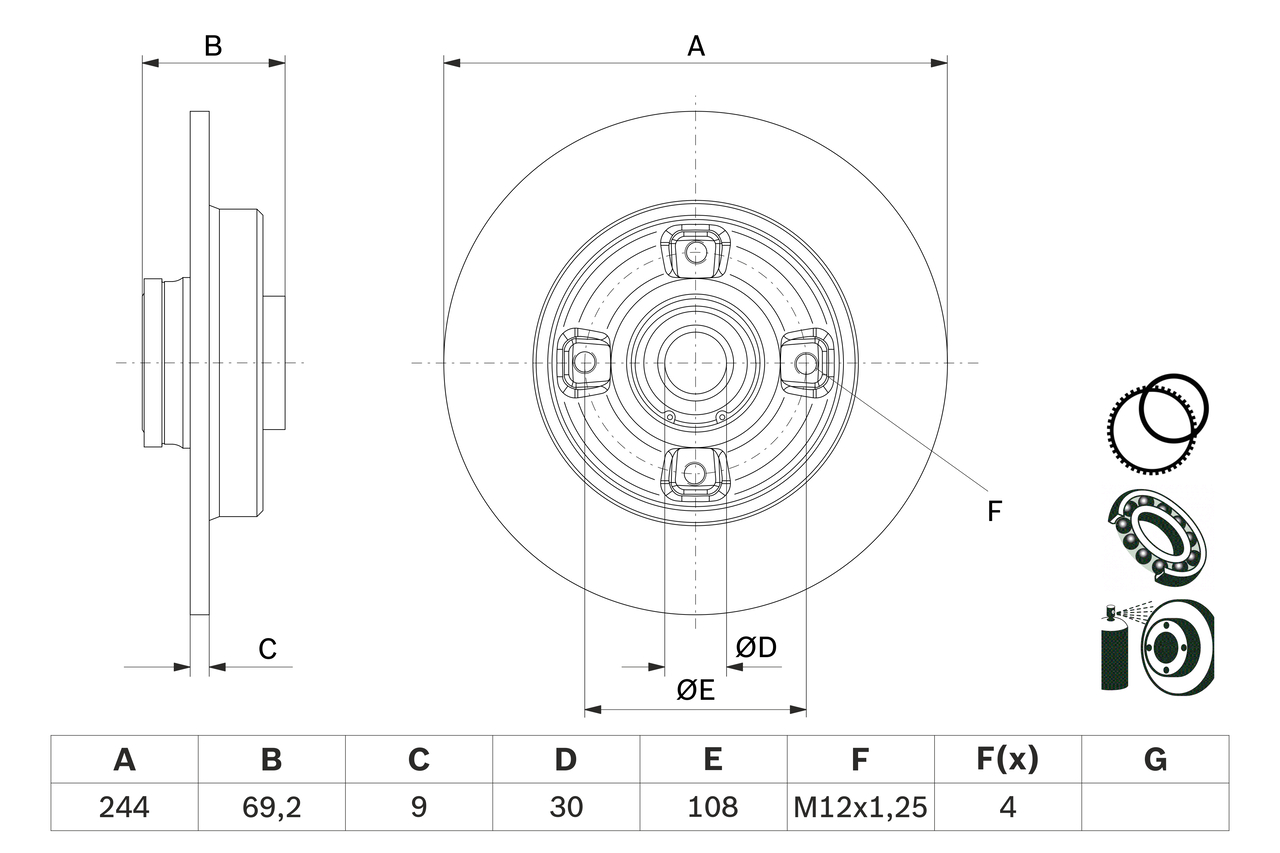 BOSCH 0 986 479 F74 féktárcsa