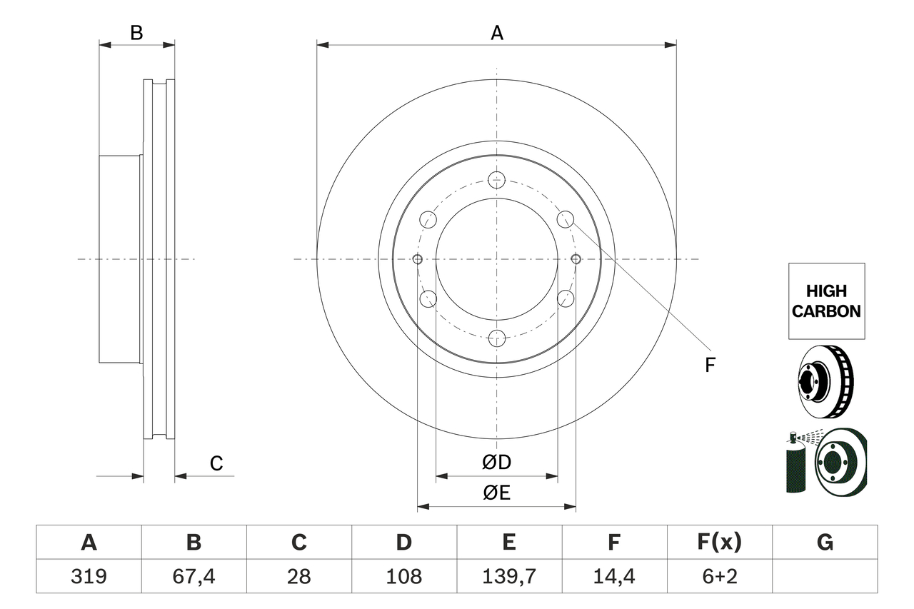 BOSCH 0 986 479 G19 féktárcsa