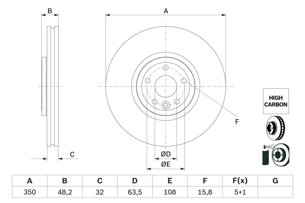 BOSCH 0 986 479 G33 féktárcsa