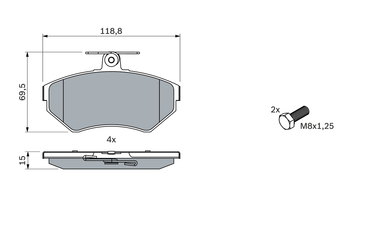 BOSCH 0 986 494 010 Kit pastiglie freno, Freno a disco