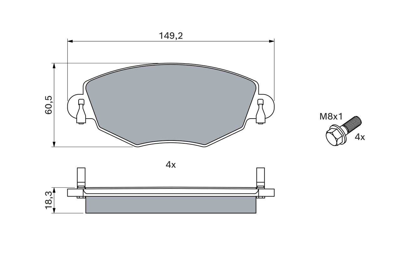 BOSCH 0 986 494 026 Kit pastiglie freno, Freno a disco-Kit pastiglie freno, Freno a disco-Ricambi Euro