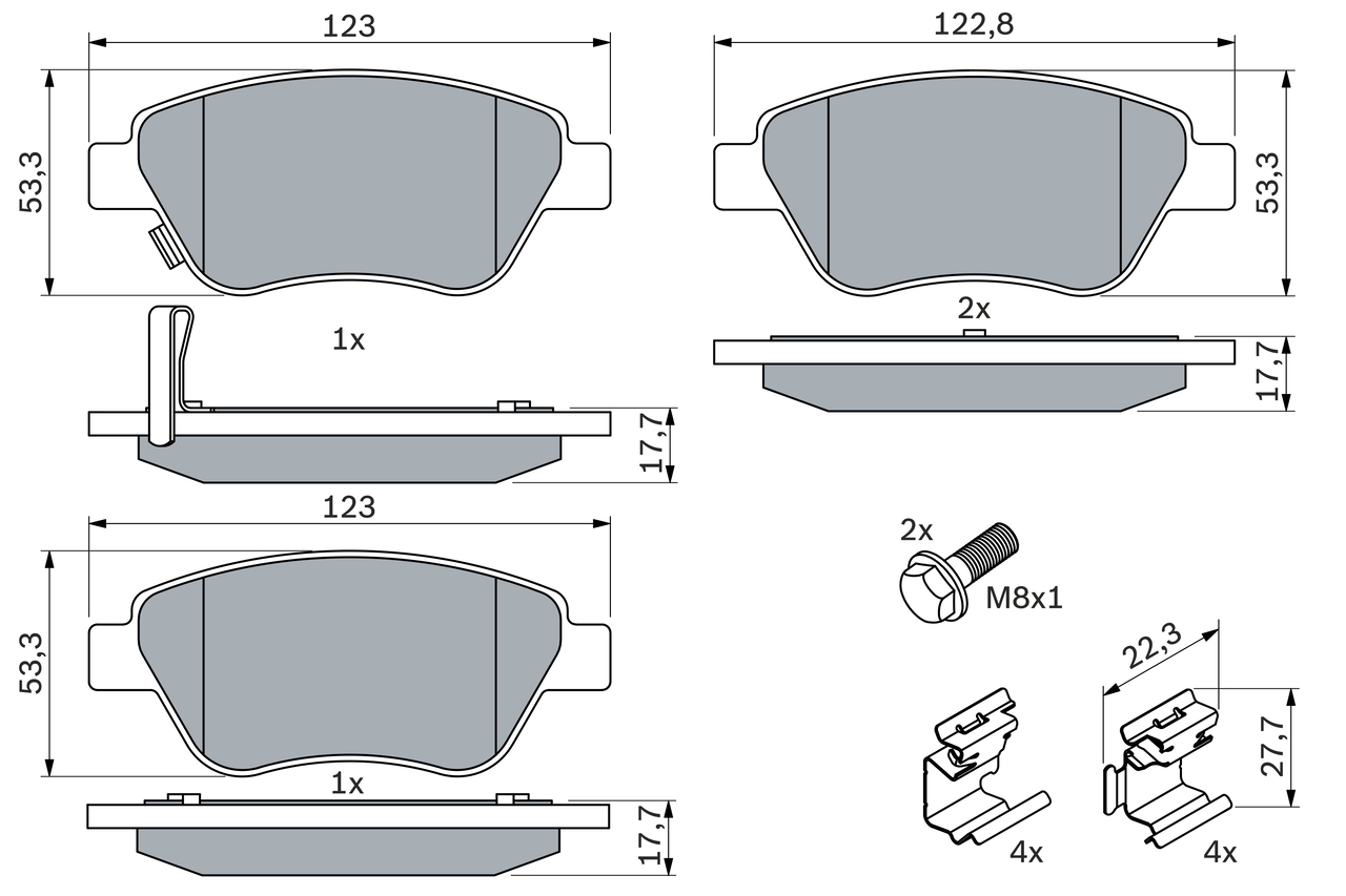 BOSCH 0 986 494 092 Kit pastiglie freno, Freno a disco