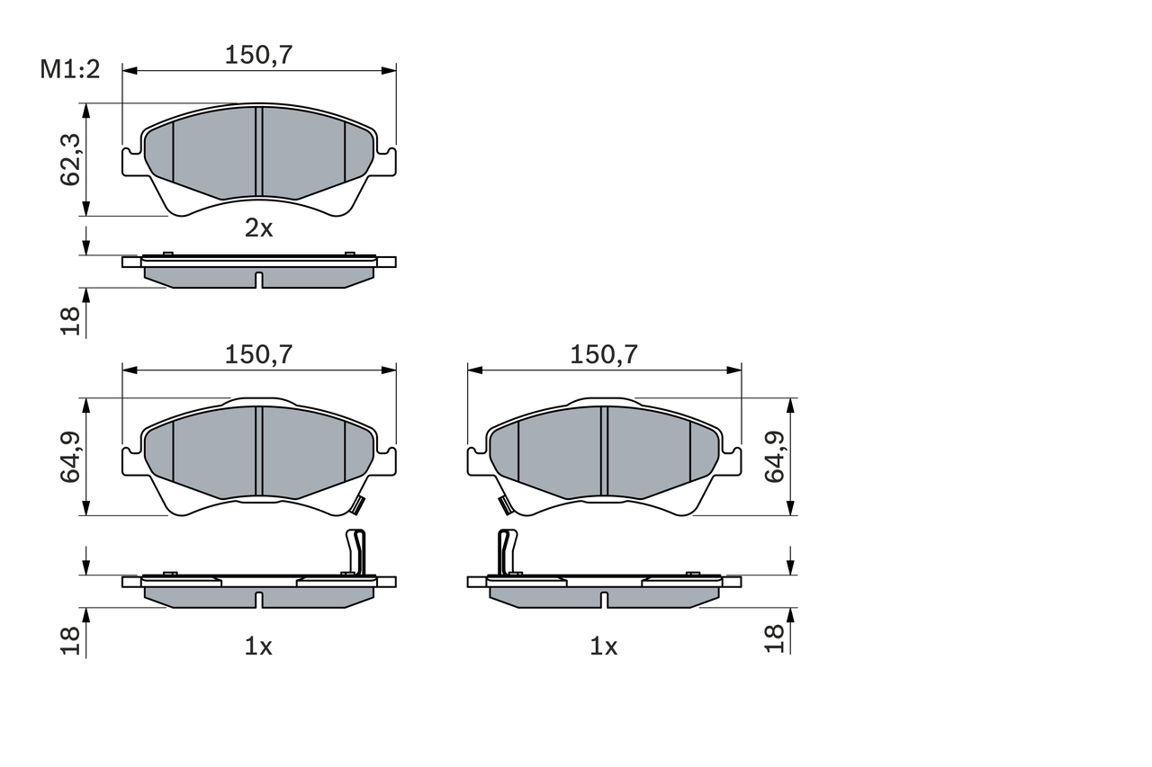 BOSCH 0 986 494 187 Kit pastiglie freno, Freno a disco