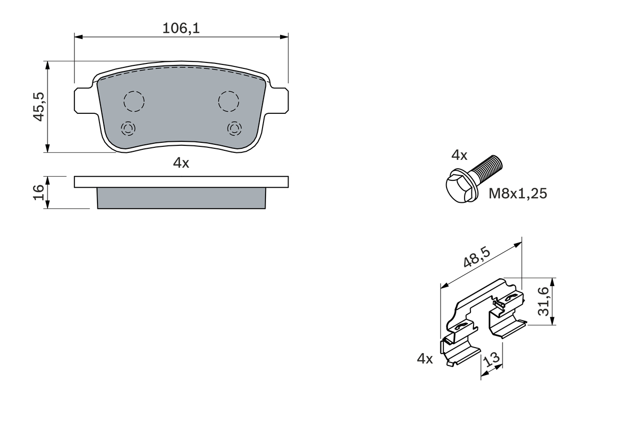 BOSCH 0 986 494 384 Kit pastiglie freno, Freno a disco