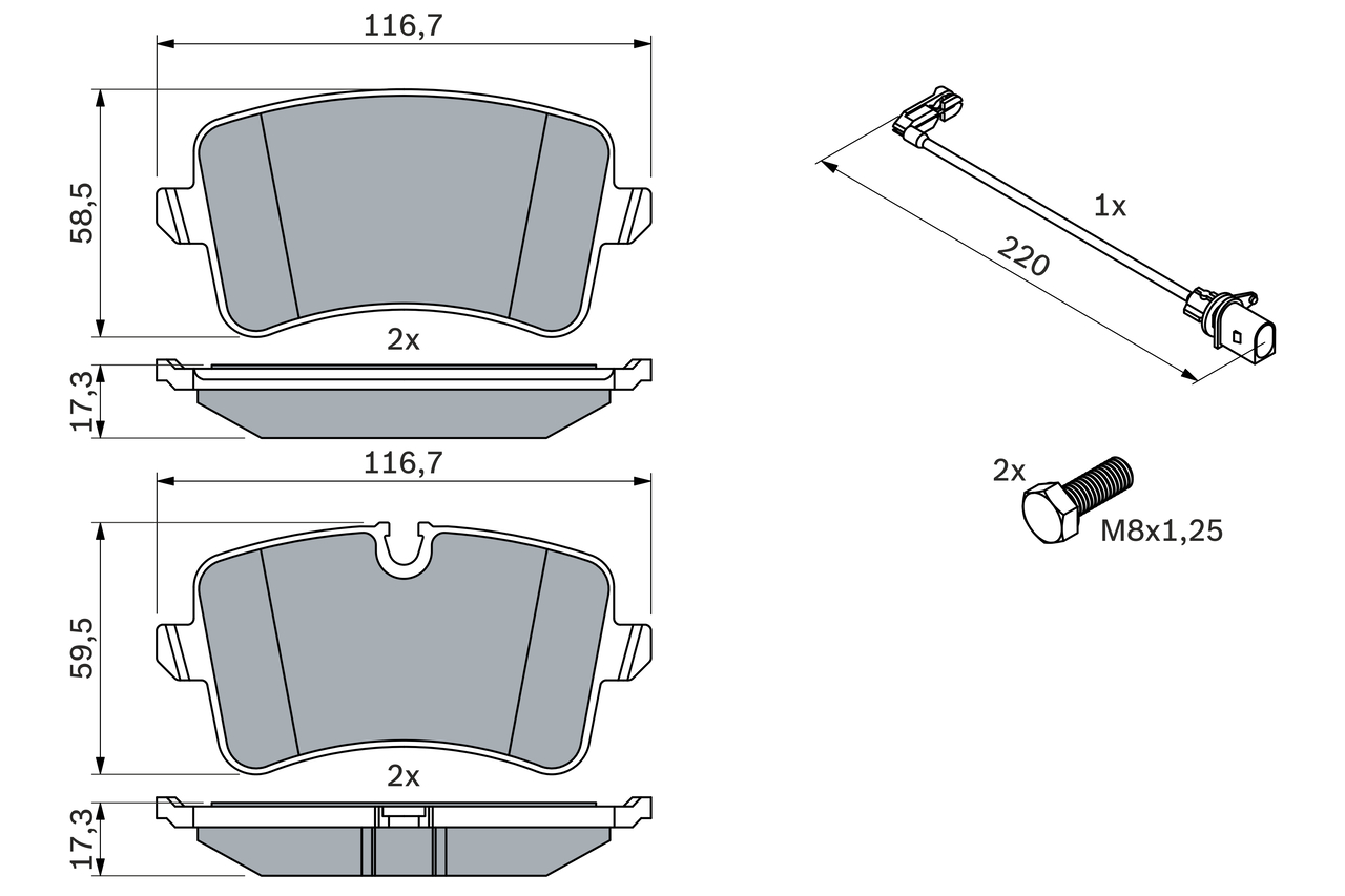 BOSCH 0 986 494 488 Kit pastiglie freno, Freno a disco