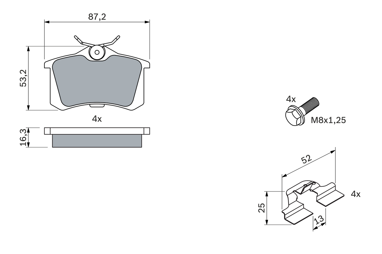 BOSCH 0 986 494 596 Kit pastiglie freno, Freno a disco-Kit pastiglie freno, Freno a disco-Ricambi Euro