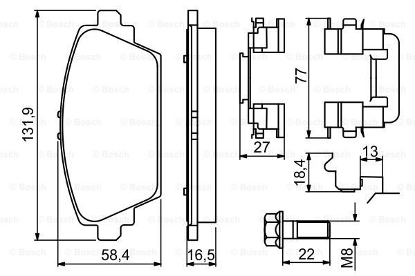 BOSCH 0 986 494 629 Kit pastiglie freno, Freno a disco