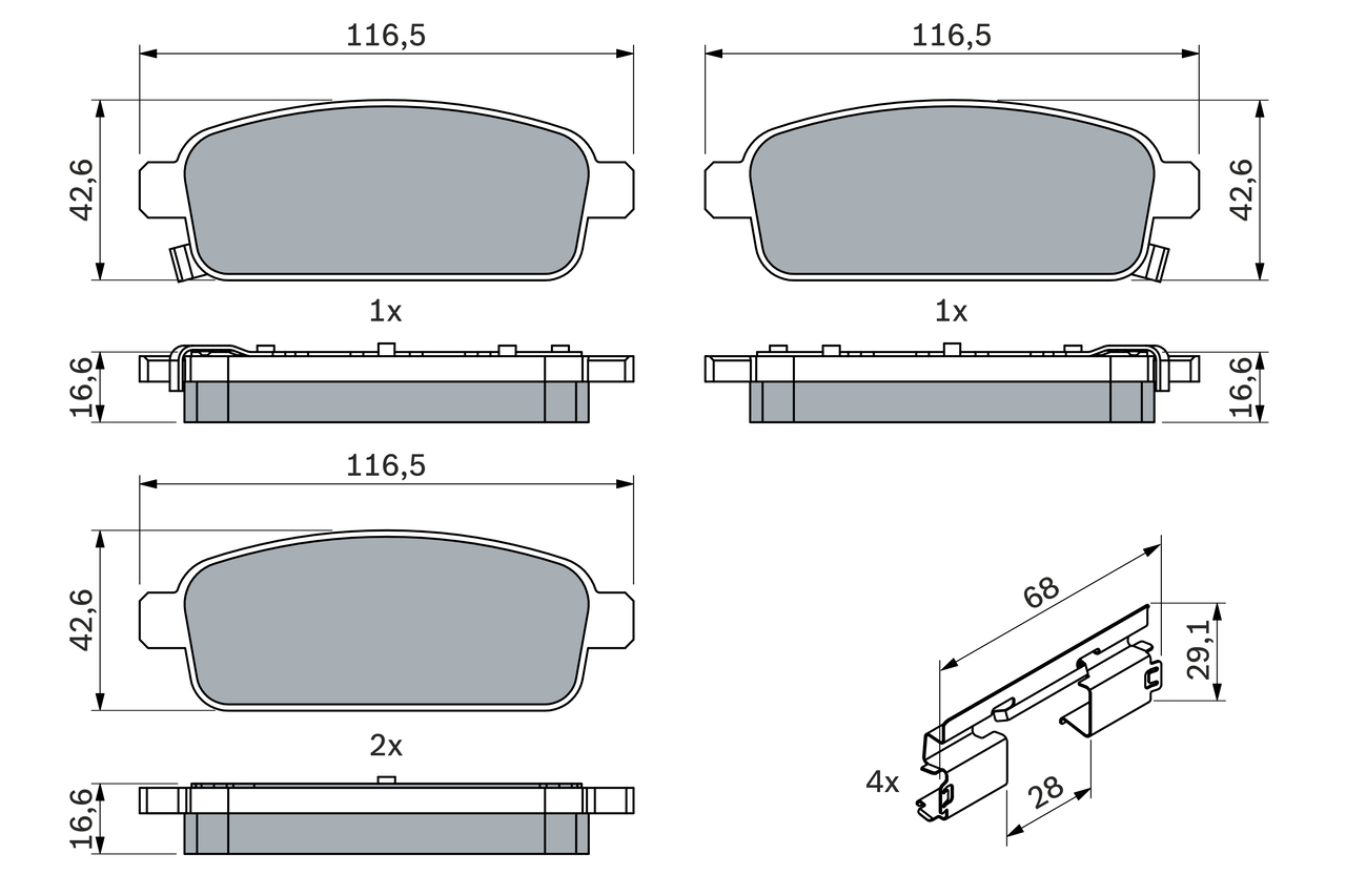 BOSCH 0 986 494 666 Kit pastiglie freno, Freno a disco-Kit pastiglie freno, Freno a disco-Ricambi Euro