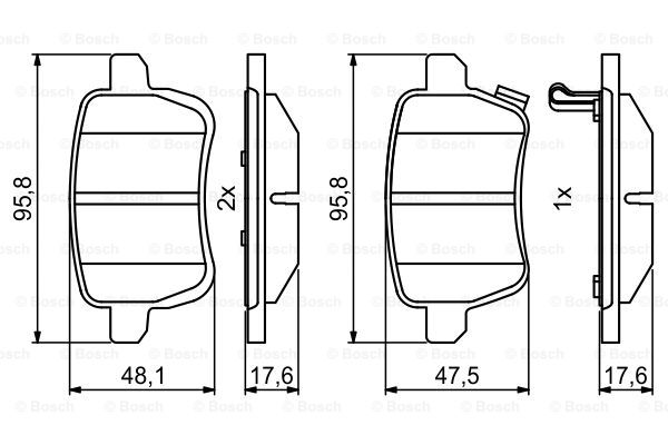 BOSCH 0 986 494 802 Kit pastiglie freno, Freno a disco-Kit pastiglie freno, Freno a disco-Ricambi Euro