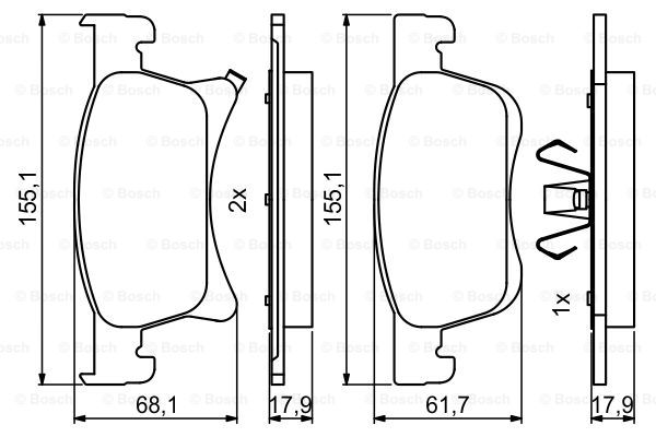 BOSCH 0 986 494 823 Kit pastiglie freno, Freno a disco-Kit pastiglie freno, Freno a disco-Ricambi Euro