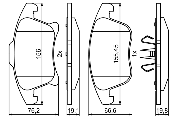 BOSCH 0 986 494 837 Bremsbelagsatz, Scheibenbremse