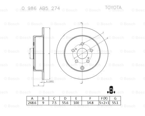 BOSCH 0 986 AB5 274 Brake Disc