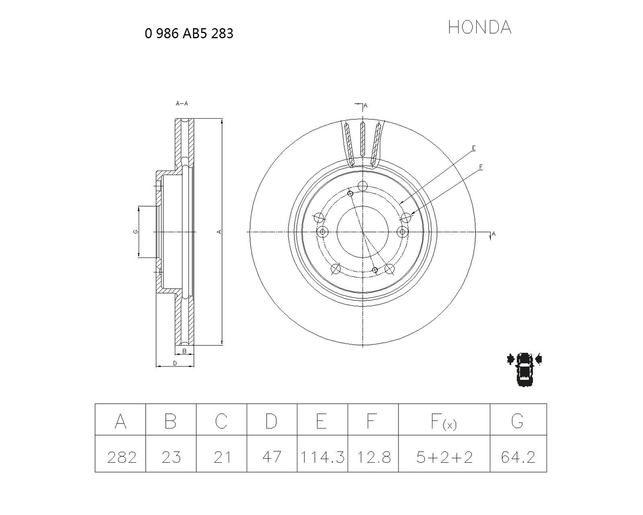 BOSCH 0 986 AB5 283 Brake Disc