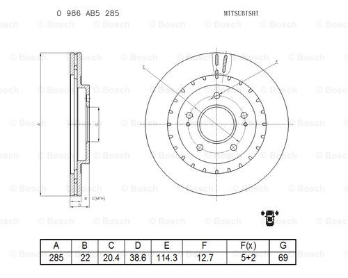 BOSCH 0 986 AB5 285 Brake Disc