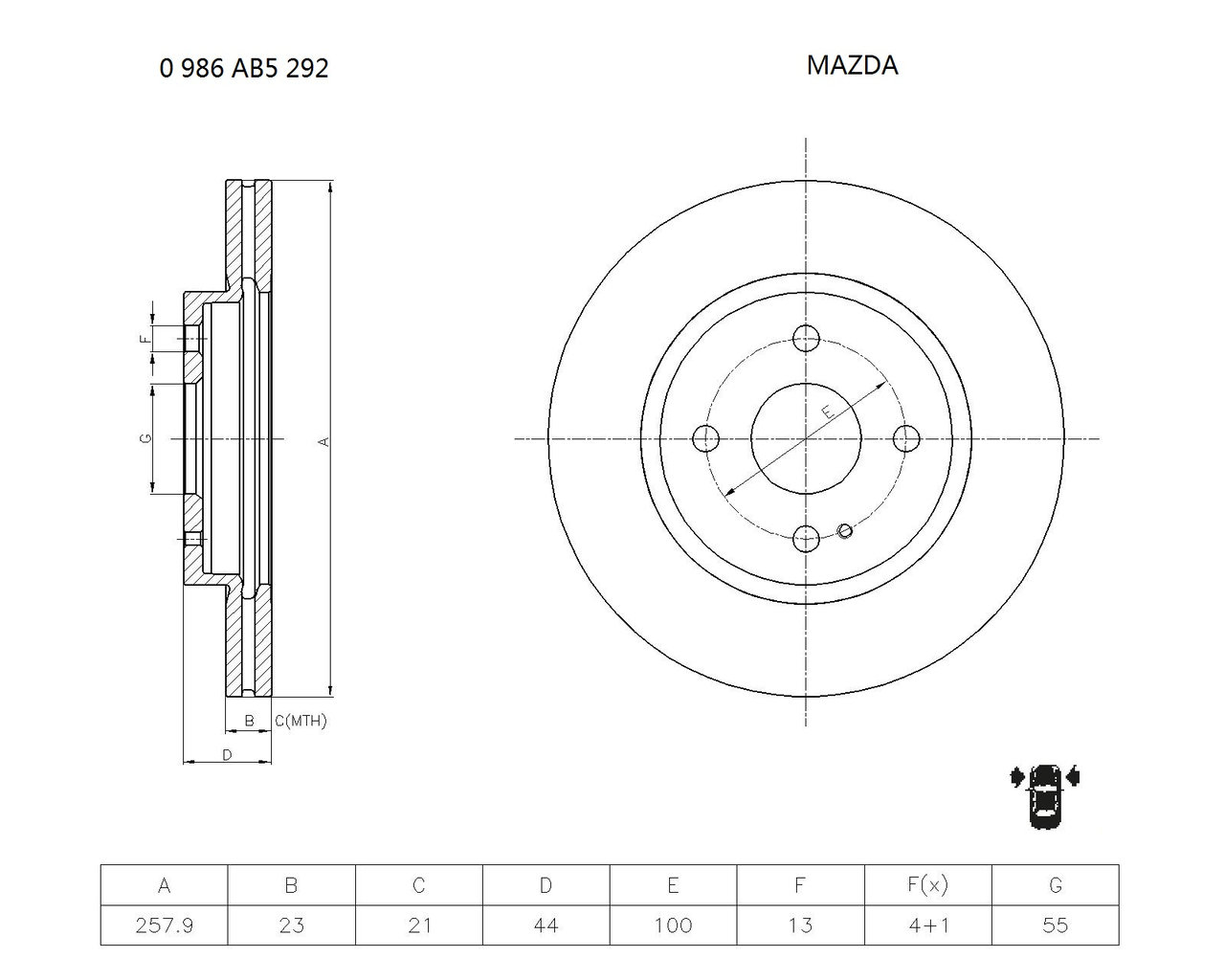 BOSCH 0 986 AB5 292 Brake Disc