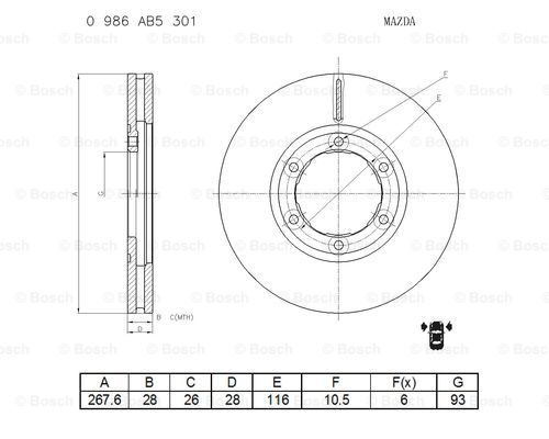 BOSCH 0 986 AB5 301 Brake Disc