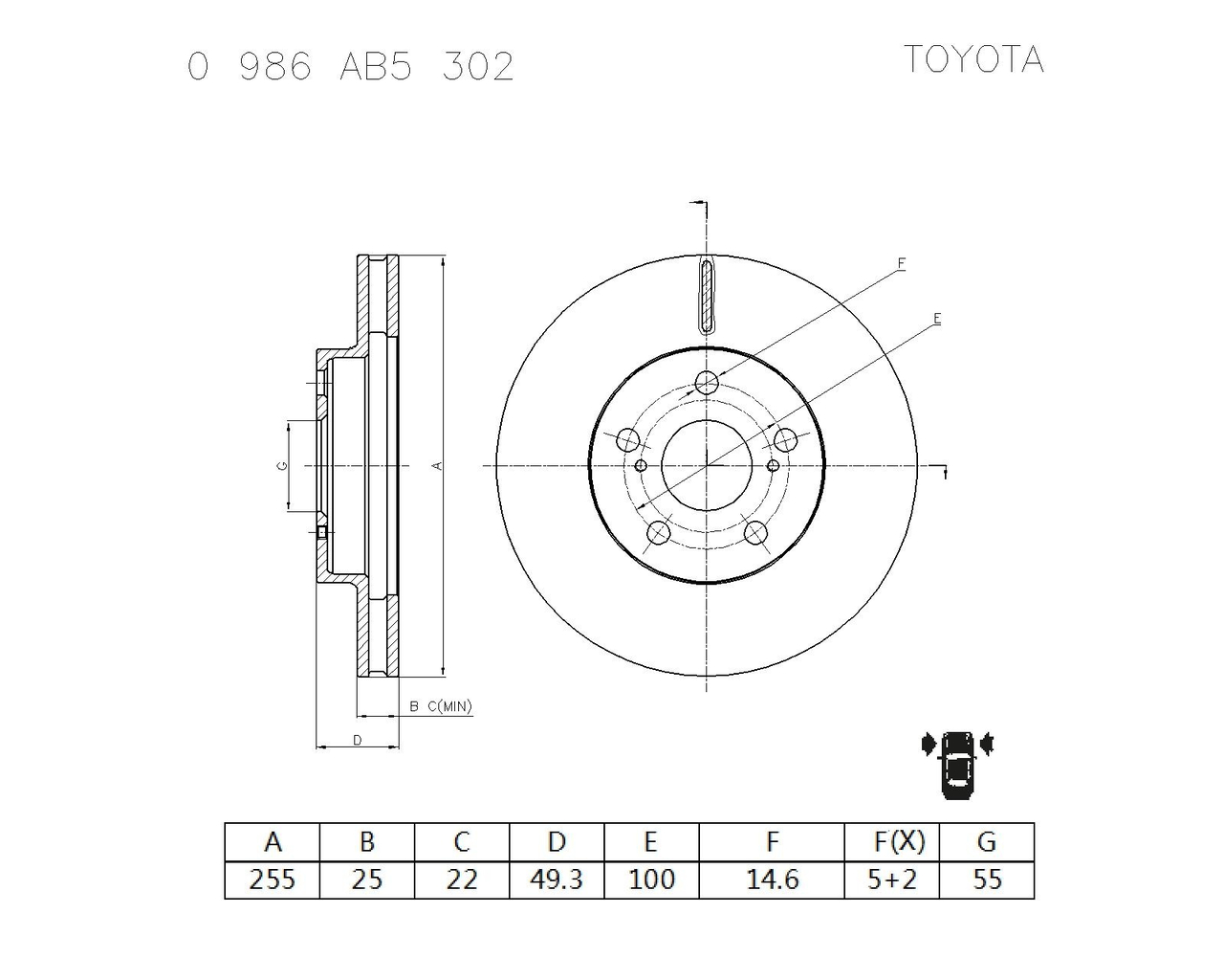 BOSCH 0 986 AB5 302 Brake Disc