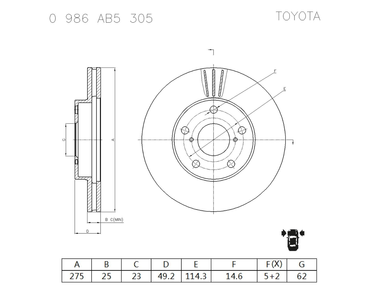 BOSCH 0 986 AB5 305 Brake Disc